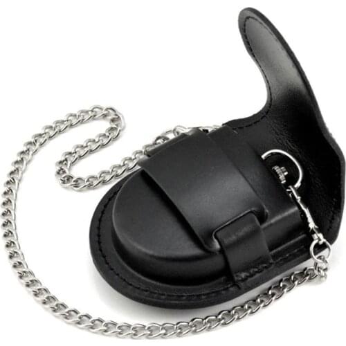 Male PU Leather Cover With Chain Fashion Vintage Classic Cusual Pocket Watch Box Holder Case Purse Bag