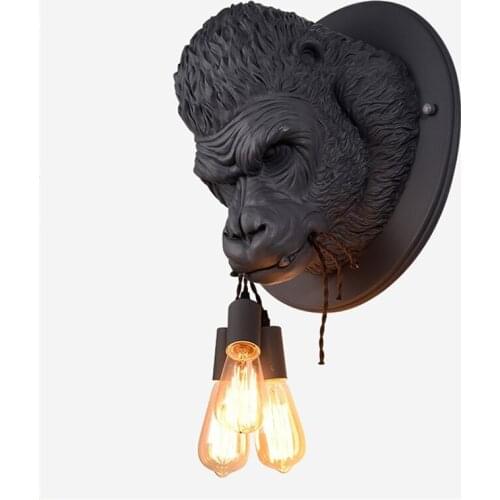 NORDIC RESIN GORILLA APE WALL LAMPS MODERN SIMPLE WALL LIGHT FIXTURES FOR HOME DECOR LOFT INDUSTRIAL BEDROOM E27 BEDSIDE LAMPS