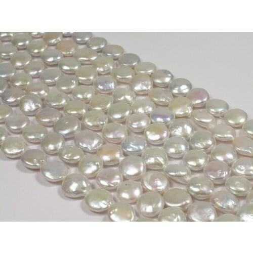 NEW AA White Coin Pearl 11-12mm, Genuine Freshwater Pearl, Natural Luster Pear