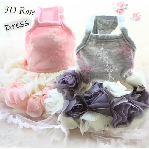 Free shipping Adorable high-end luxury 3D Rose dog clothes evening wedding dress pet ropa perro mascotas roupa dropshipping