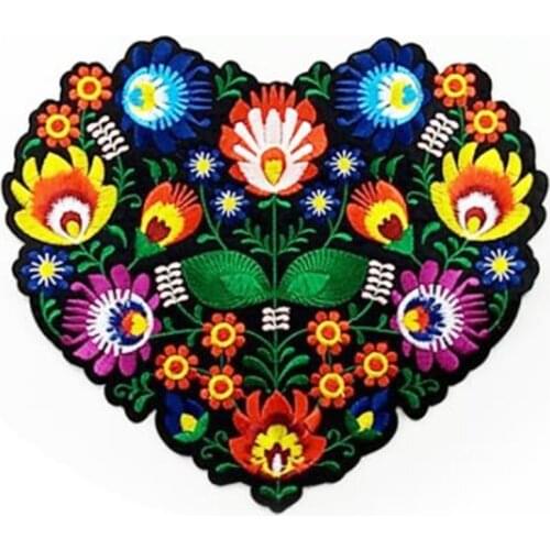 Flower Bikers Patch Iron on Patches Bulk for Clothing Accessories Embroidery Heart Logo Stickers for Clothes Large Badge