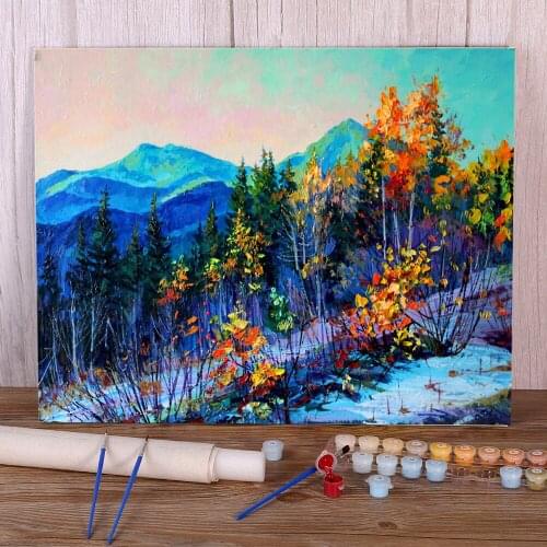 Landscape Autumn Morning DIY Paint By Numbers Set Acrylic Paints 50*70 Boards By Numbers Wall Paintings For Handiwork