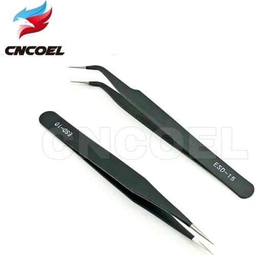 2pcs/lot ESD-10 ESD-15 Anti-static Curved Straight Tip Forceps Precision Soldering Tweezers Set Electronic ESD Tweezers Tool