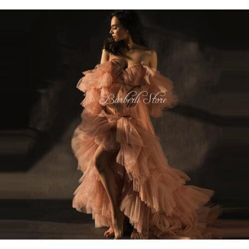 Modest Off shoulder Ruffles Tiered Maternity Dress Long Robe Pertty A-line Tulle Pregnant Women Gowns Photo-shoot Bridal Dress