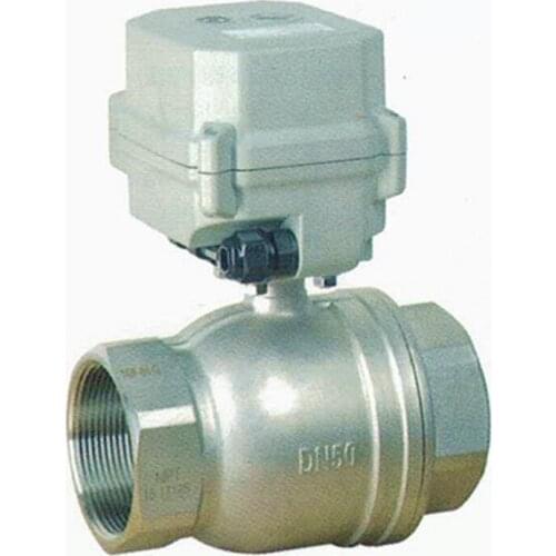 New Increase torque DN32,DN40,DN50 G1 1/4",G1 1/2",G2" 12~24vac/dc Stainless steel motorized ball valve with Manual override