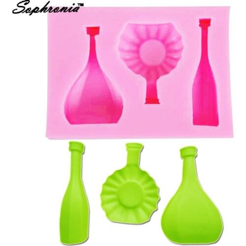 Sophronia F1178 Wine Bottle Fondant Cake Silicone Mold Resin Cupcake Mould Baking Tools Chocolate Mold