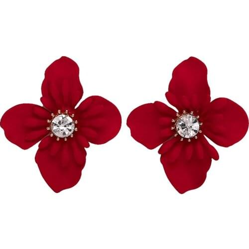 Sweet and romantic alloy flower inlaid zircon stamen earrings fashion cute wild women earrings trend exquisite charm jewelry