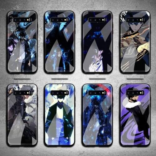 Solo leveling Cool Black Sung Jin-Woo Phone Case Tempered Glass For Samsung S20 Plus S7 S8 S9 S10 Note 8 9 10 Plus