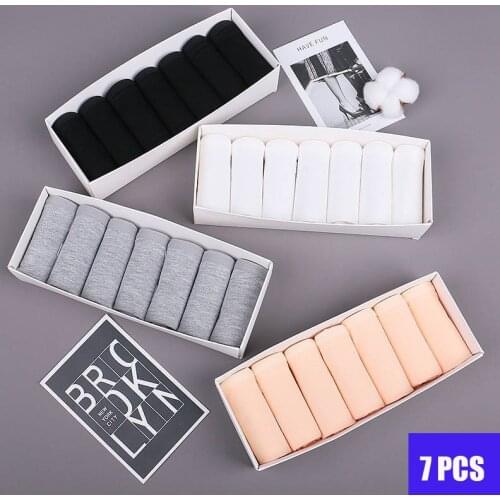 7pcs/Lot Women Panties Cotton Simplicity Briefs Female Underwear Solid Color Intimate Lingerie Underpants Girls Brifes