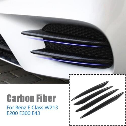 Carbon Fiber Front Bumper Lip Splitter Spoiler Fog Lights Trim Sticker for Mercedes Benz E Class W213 E200 E300 E43