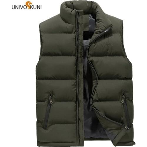 UNIVOS KUNI 2019 Men Fashion Vest Warm Slim Fit Soild Color Winter Casual Coat Male Boys Autumn Big Size 6XL Q6046