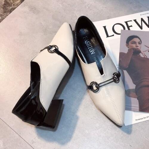 2021 New High Heeled Shoes Fashion Design Square with Cusp Women Shoes Metal Decoration Color Matching Pumps Office Party Dress