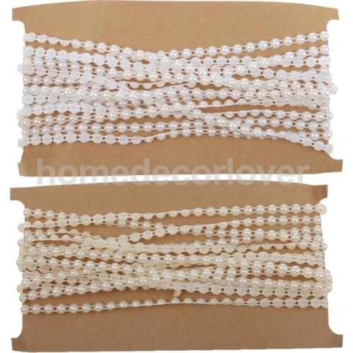 5M Pearl Half Round Beads Chain Cotton Line Garland Wedding DIY Decoration White/Beige