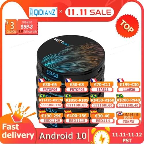 5pcs HK1MAX Smart tv box Android 9.0 2.4G/5G Wifi BT 4.0 RK3318 Quad Core 4K 1080P Full HD hk1 max Set-Top Box KD Player
