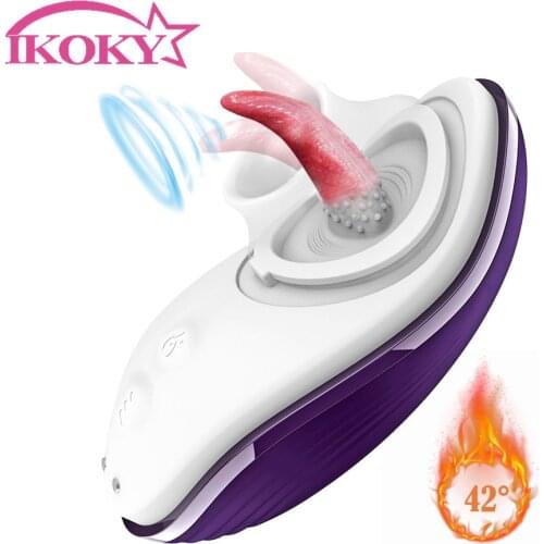 7 Mode Heating Licking Vibrators Nipper Sucker Oral Sucking Stimulator Female Masturbator Tongue Vibrator Sex Toys for Women