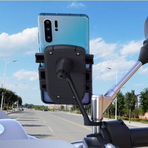 Motorcycle Accessories Universal Bike Scooter Atv Aluminum Alloy Phone Bracket Quick Installation Opening Phone Holder Stand