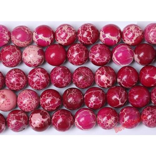 Free Shipping Natural Stone Magenta Sea Sediment Imperial Jaspers Round Loose Beads 6 8 10 12MM Pick Size For Jewelry