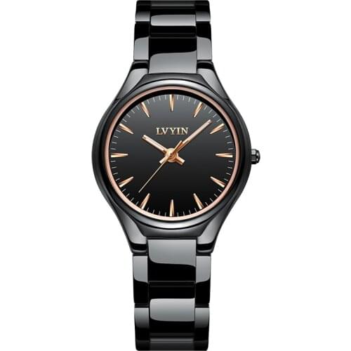 Lvyin Luxury Brand Ceramic Watch Women Fashion Simple Waterproof Quartz Watch Lady Elegant Business Clock Women Dress Watch 6840