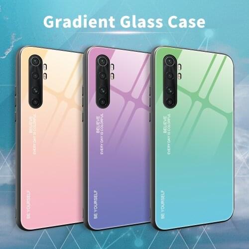 For Xiaomi Mi Note 10 Lite Case Hard Tempered Glass fashion Gradient Protective Back Cover case For xiaomi mi note 10 lite shell