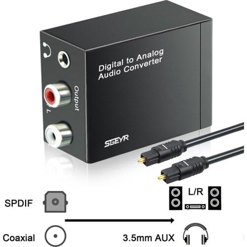 DAC Digital Audio to Analog Audio Converter SGEYR Digital SPDIF Toslink Coaxial to Analog RCA L/R 3.5mm Audio Converter