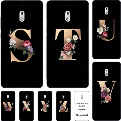 Flower 26 English Name Letters Custom Initial Case For Nokia 2.1 TA-1080 For Nokia 2.3 2.3 Nokia 2 2018 Soft Silicone Cover