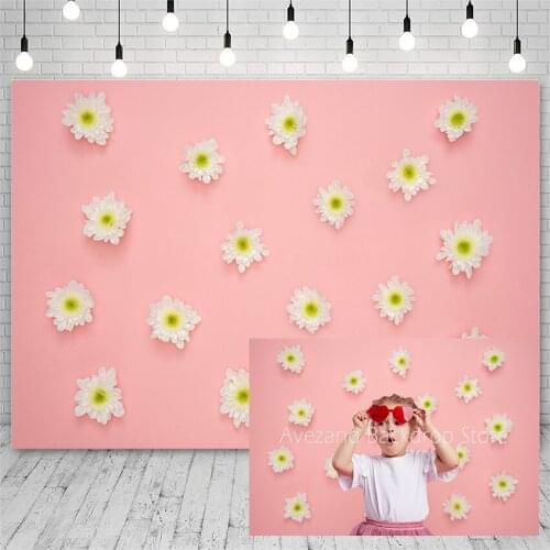 Avezano Backdrops Spring Daisies Children Girl Portrait Pink Photography Background Photo Studio Photozone Photocall Decor Props