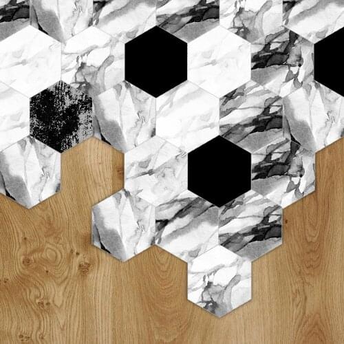 Funlife® Ink Paintings Hexagon Tile Sticker Kitchen Backsplash Wall sticker kitchen Easy to Clean DIY Peel&Stick Self-Adhesive