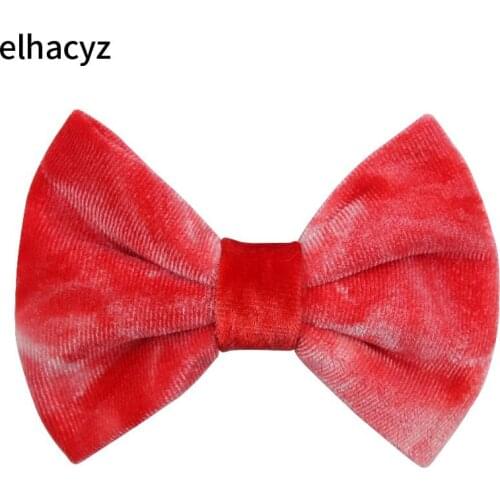 1PC New 4" Big Smooth Tie-dyed Velvet Kids Hair Bow with/without Clip Autumn&Winter Hair Accessories Girls Headwear for Headband