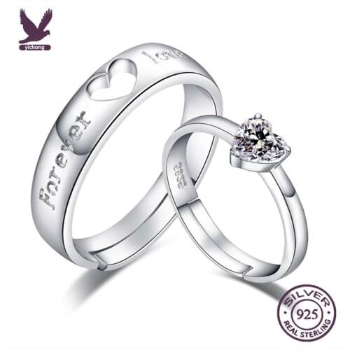 925 Sterling Silver кольцо New Jewelry Fashion Couple Ring Engagement Wedding Anniversary Gift Woman Man Heart-shaped Open Ring
