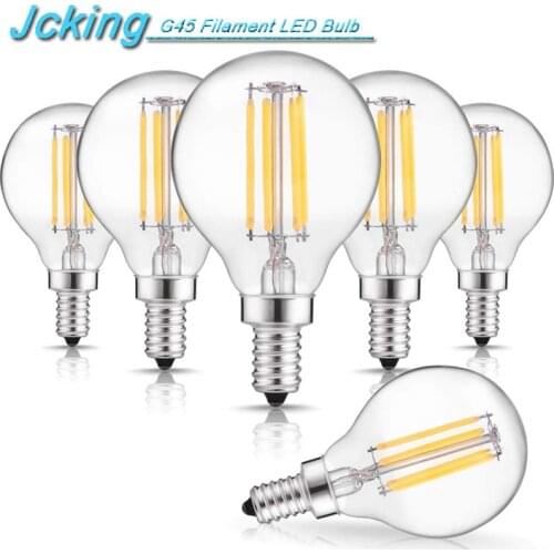 JCKing G45 Dimmable 2W/4W/6W/8W E14/E12 Base LED Filament Bulbs,G45 Clear Glass LED Vintage Edison Bulbs