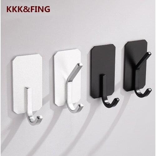 KK&FING Creative Non-perforated Storage Hooks Behind Door coat Hook Single Hook Aluminum Bathroom Storage Holder Sticky Hook