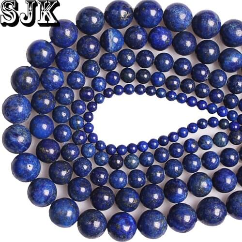 3 Styles Real Natural Lapis Lazuli Stone Round Loose Beads 4 6 8 10 12mm Diy Bracelet Necklace Fashion Jewelry Making