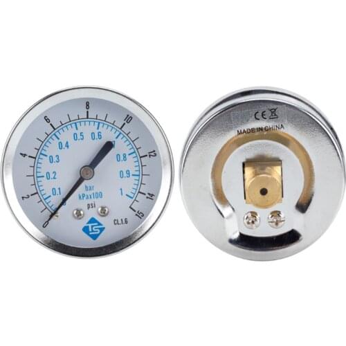 0-15psi 0-1bar/kpa*100 Pressure Gauge 1/4" NPT Back Mount 62mm Dial Pressure Monitor Meter