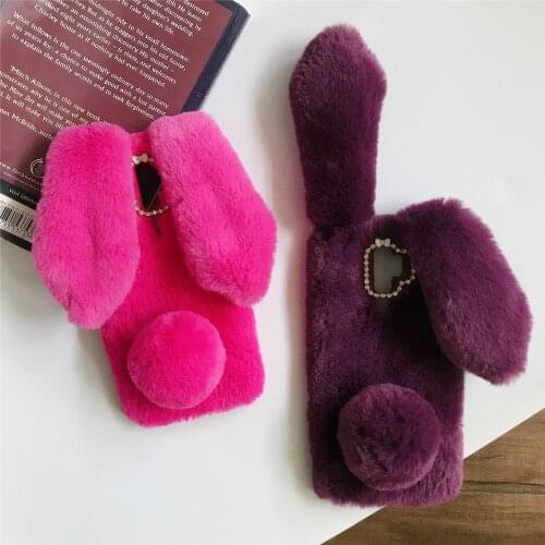 Cute mouse ears Hair Plush phone Case For samsung galaxy A9 A8 plus A6 A5 A3 A70 A50 A30 A20E A10 S10 lite S9 plus S8 S7