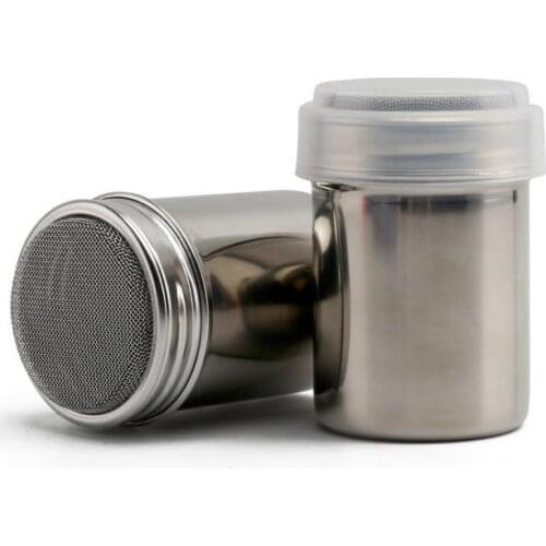 Wholesale 200 pcs/lot Creative Stainless Steel Chocolate Shaker Dredge Cappuccino Coffee Accessories Cocoa Powder Tank SN3638