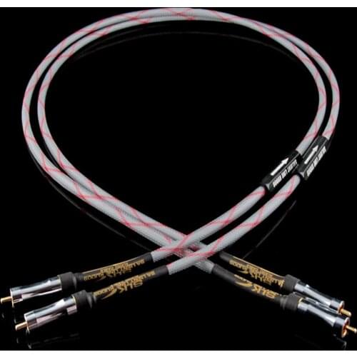 Pair Audiophile 5N OCC Taralabs Single Crystal Copper High Shield RCA Audio Silver Interconnect Cable with Gold Plated Plug