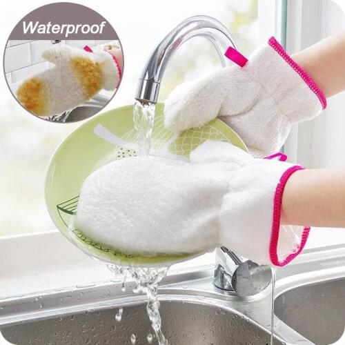 Waterproof Dish Washing Gloves Bamboo Fiber Dishwashing Gloves Anti-oil Household Cleaning Rag Glove Kitchen Supplies Tool