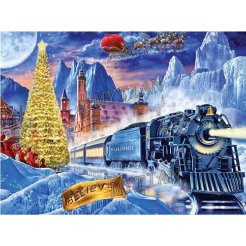 Full square/round diamond painting Polar Express Train Christmas Embroidery pattern Scenic cross stitch kit mosaic home decor