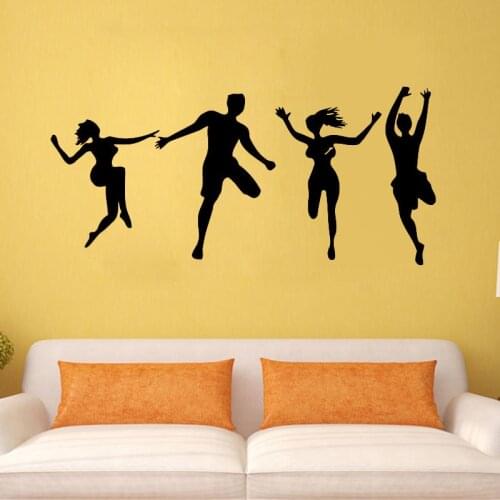Jumping Women And Men Wall Sticker Home Decor Vinyl Art Murals Wall Decals Removable Wallpaper Poster Bedroom Decoration