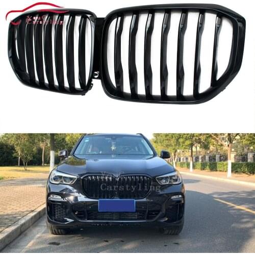 G05 Front Bumper Grille 1-slat ABS Material for BMW X5 series G05 2019 + Gloss Black Replacement Kidney Grill
