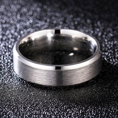 MANGOSKY 6mm Dull Polish Silver Titanium Ring For Men and Women Personalized Ring Customize Ring Engraved Ring