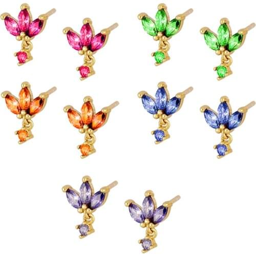 925 Silver Ear Needle Clear CZ Crystal Stud Earring Luxury Piercing Pendiente Ohrringe Three Zircon 2020 Rock Punk Jewelry