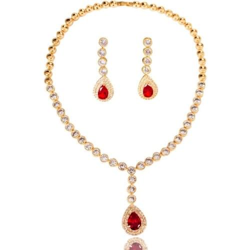 LAN PALACE new copper alloy 3A cubic zirconia earrings and necklace jewellery sets for Anniversary party free shipping