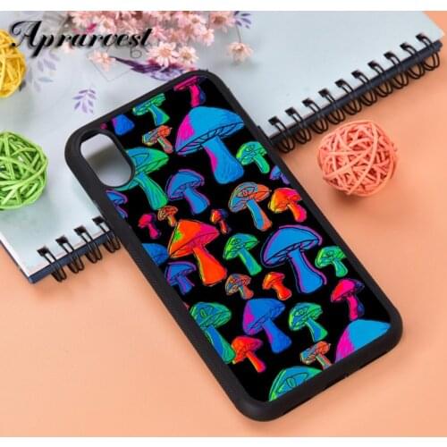 Aprarvest Colorful Mushrooms Silicone Rubber Phone Case Cover For iPhone 6 6S 7 8 PLUS X XS XR 11 12 MINI PRO MAX