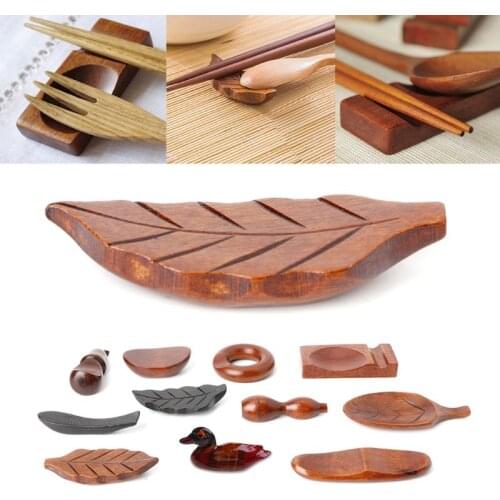 Cute Japanese Wooden Chopsticks Rest Spoon Fork Knife Holder Stand Rack Decor Wholesalse