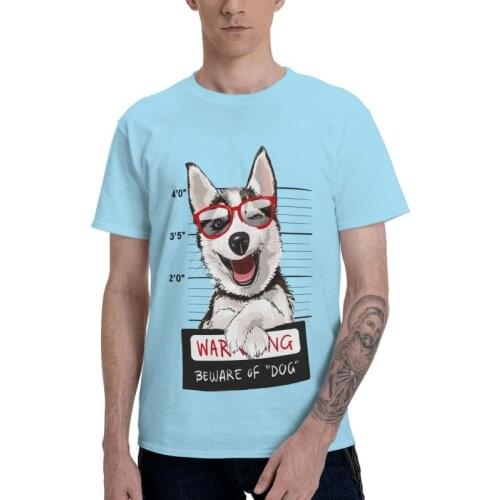 Funny Siberian Husky T-Shirts Men Novelty T Shirts Short Sleeve Novelty Cute Dog Tshirt Cotton Tee Top Clothing