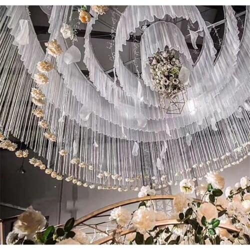 Wedding ceiling mesh gauze decoration props T-stage road introduction window scene wedding stage aerial layout ceiling