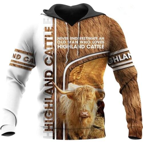Highland Cow 3D All Over Printed Hoodies Fashion Mens Sweatshirts Harajuku Style Casual Jacket Zipper Hoodies DY187