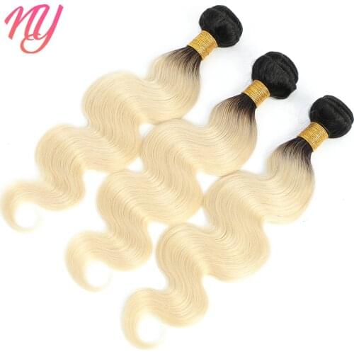 NY Remy Hair Body Wave #613 Blonde/Natural Black Color Weave 3,4 Bundles Ombre Brazilian Human Raw Hair For Black Women Beauty