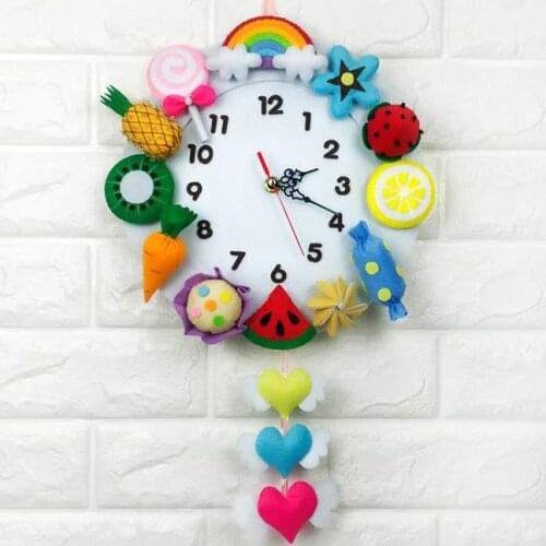 Felt Wall Clock Free Cutting Felt Material DIY Package Forest Animal Theme Handmade Cloth Clock For Living Room felt diy craft
